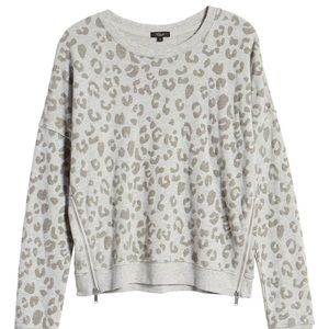 Rails Marlo Leopard Print Side Zip Sweatshirt Sz S